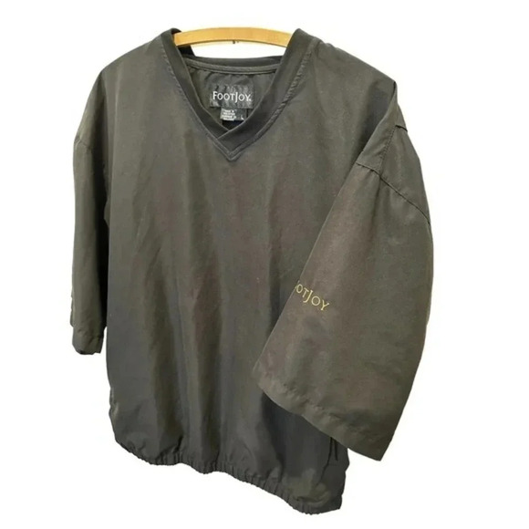 FootJoy Men's Black V Neck Short Sleeve Pullover Windbreaker Golf Jacket Size L - Picture 2 of 5